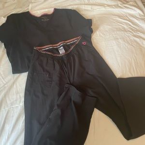 Heart and soul black scrub set